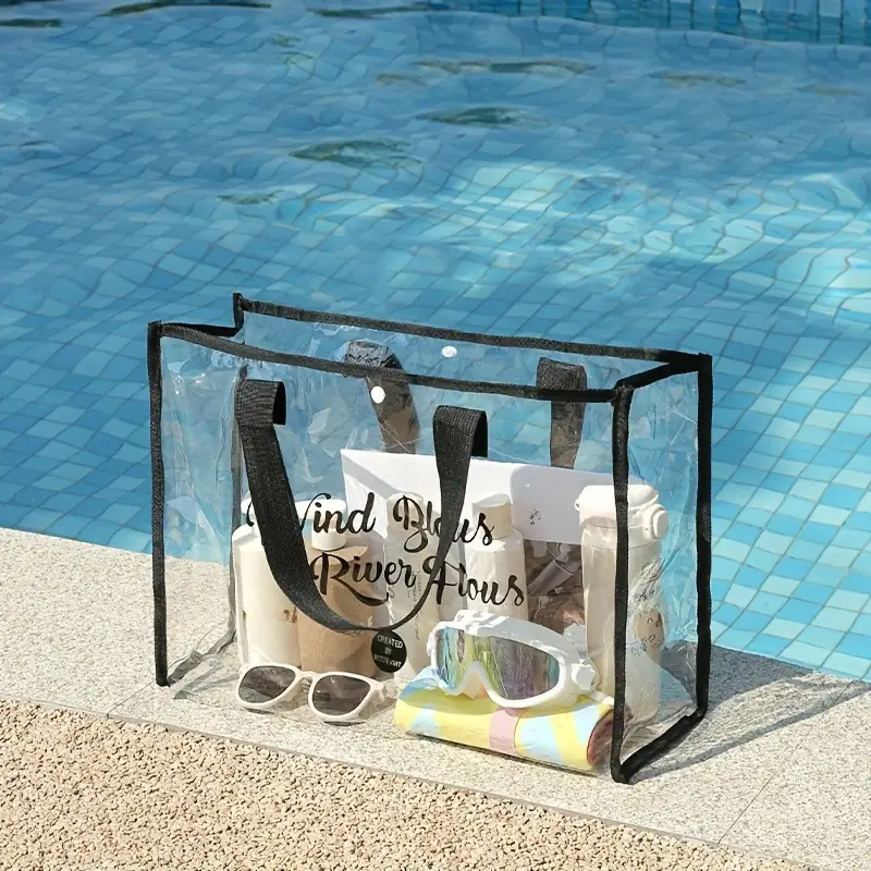 Waterproof Transparent PVC Beach Tote Large Capacity Swimming Gym Shoulder Bag