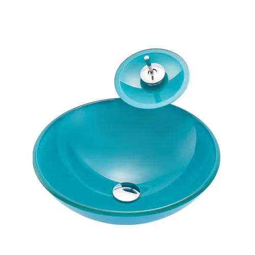 Round Turquoise Glass Bowl Vanity Basin