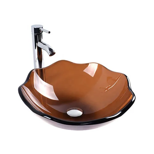 Lotus Glass Bowl Transparent Brown Basin