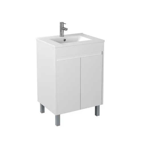 Handle Free 600mm Gloss White Vanity Square Legs