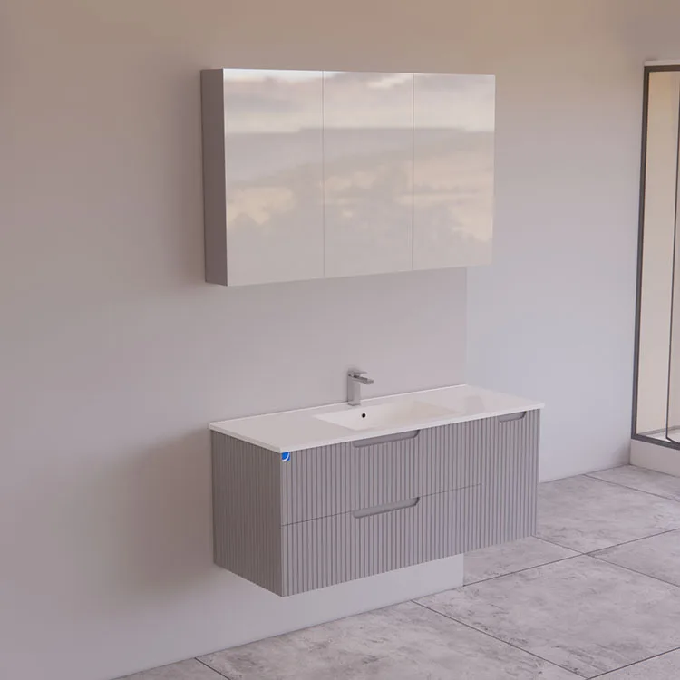 1200mm Finger Pull Gloss Grey V Groove Vanities
