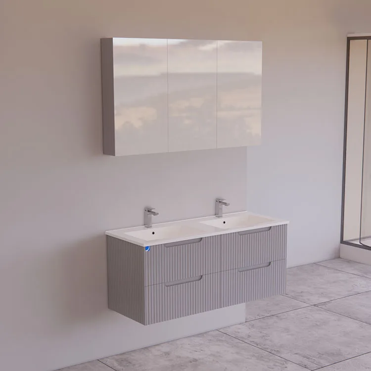 Wall Mounted Double Sink 1200mm V Groove Vanity