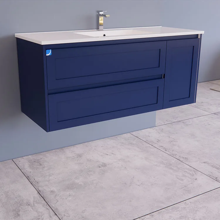 1200mm Wall Hung Finger Pull Shaker Vanity Dark Blue