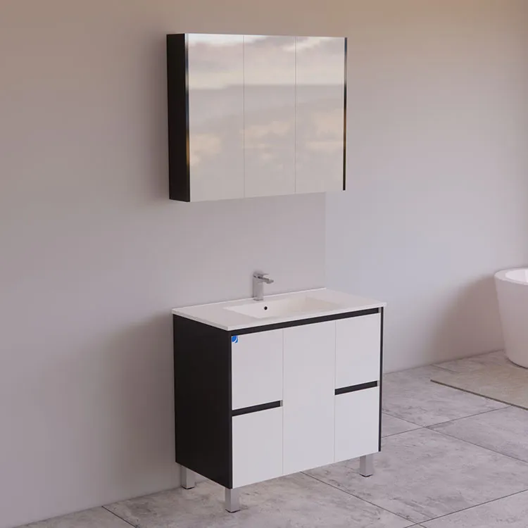 900mm Freestanding Gloss White Finger Pull Vanity