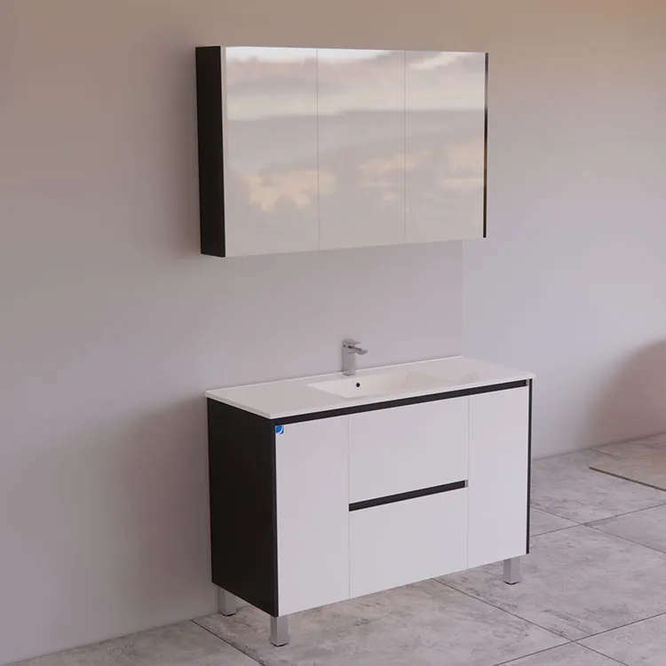 1200mm Floor Mounted Finger Pull Vanity White Single Sink