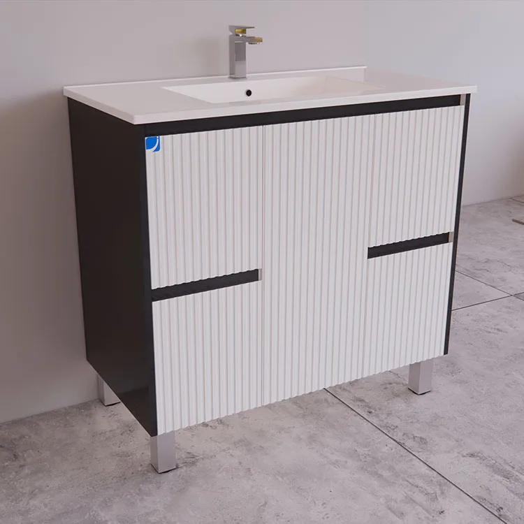 90cm V-groove Vanity Mixed Color White Black Vanity Producer