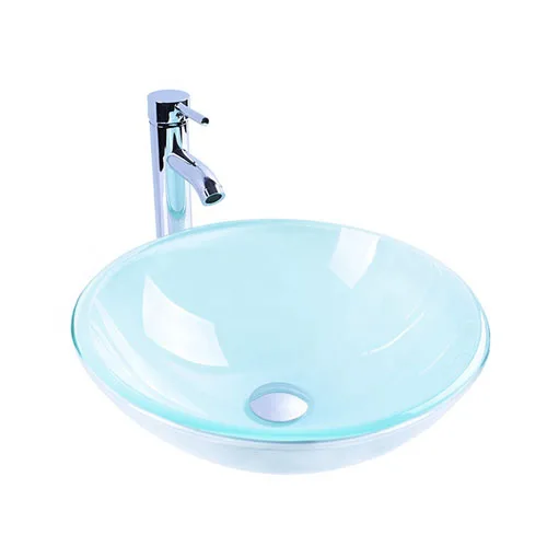 Round White Glass Bowl Vanity Sink