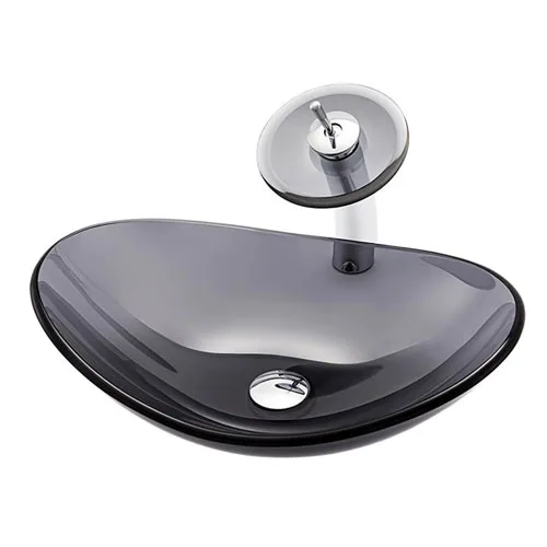 Boat Glass Basin Transparent Grey Vessel Sink