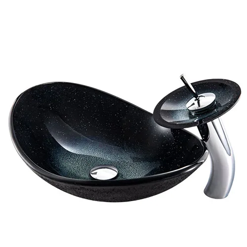 Boat Black Glass Basin Sparkle Sink