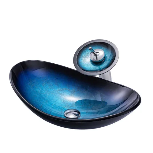 Boat Colorful Glass Basin Single Sink