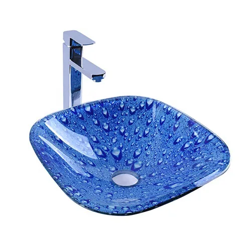 Square Double Layer Glass Bowl Bathroom Sink