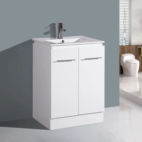 600mm Floor Mounted Gloss White Vanity Two Doors