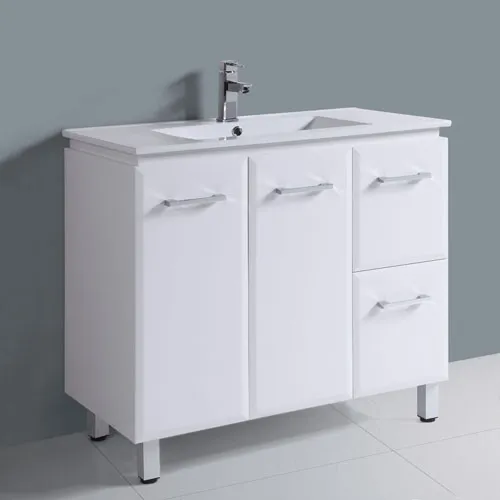 900mm Square Handle Gloss White Bathroom Cabinet