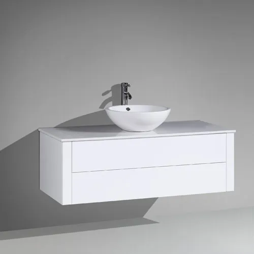 Gloss White MDF Vanity Push To Open Drawers