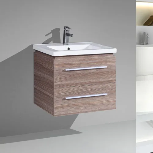 Wood Grain Floating Vanity Unit 600mm Wall Mounted