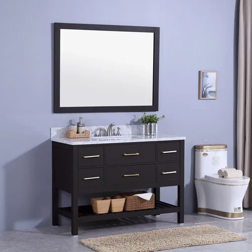 Floor Espresso Vanity Marble Top Undermount Ceramic Sink
