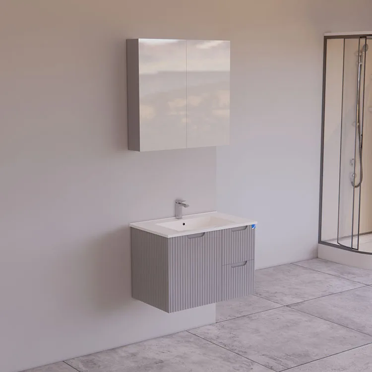 750mm Finger Pull Gloss Grey Vanity Factory