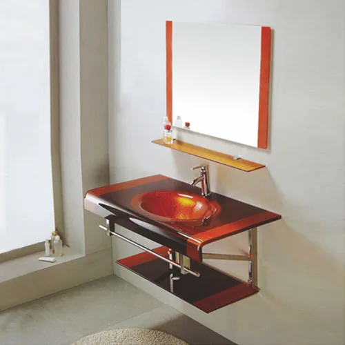 Colorful Glass Vanity Unit With Mirror Exporter China