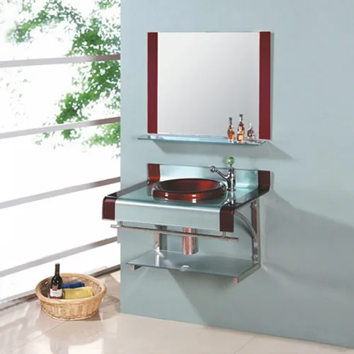 Rectangular Colorful Glass Basin Vanity Set