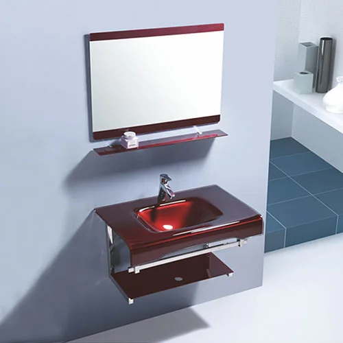 Wall Mounted Red Glass Sink Made In China Basin