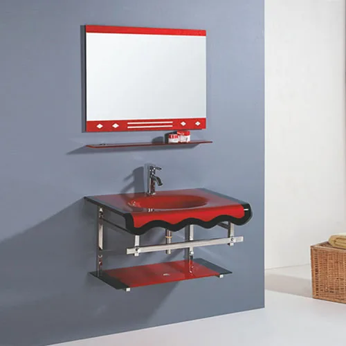 Wall Mounted Red Glass Basin Made In China Sink
