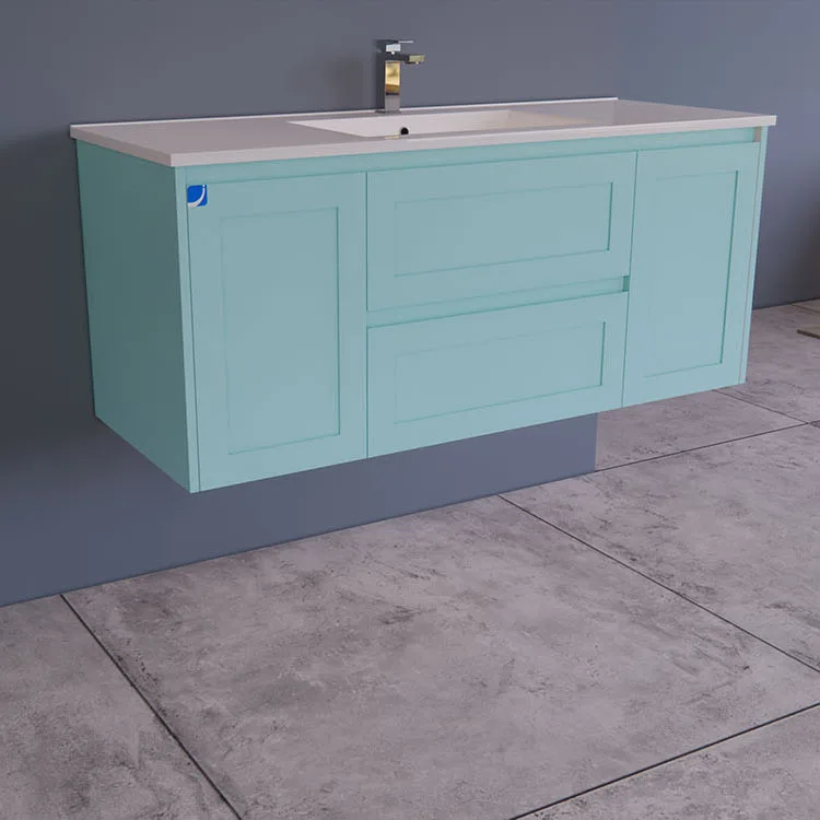 1200mm Wall Mounted Shaker Vanity Pale Turquoise