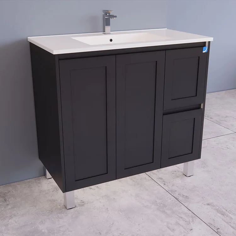 Shaker Bath Vanity 36inch Right Hand Drawers Matte Black