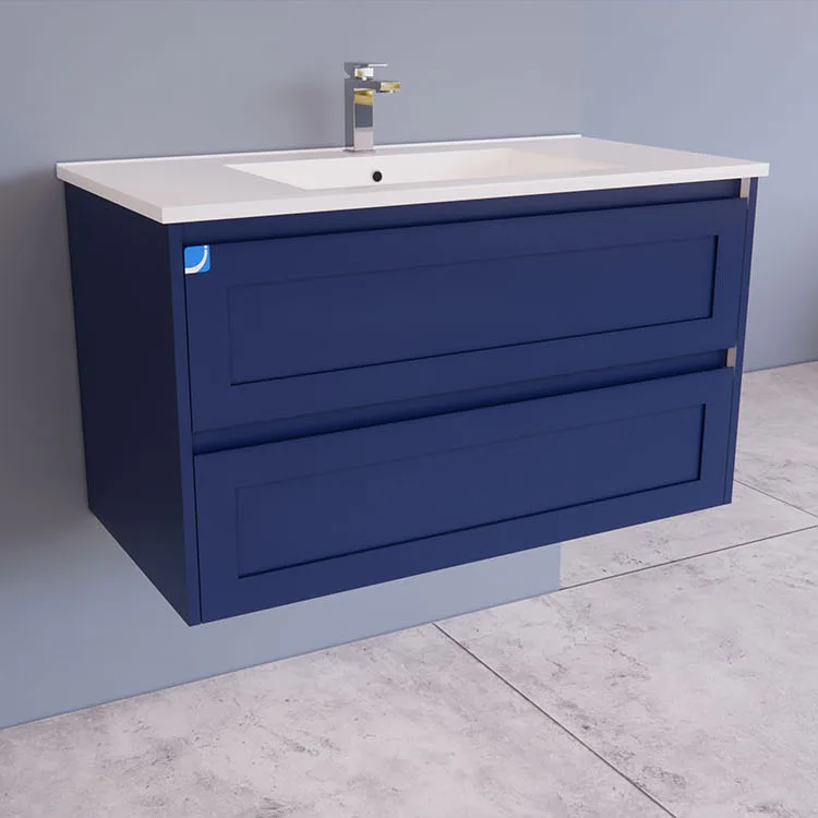 900mm Wall Hung Shaker Bathroom Vanity Navy Blue