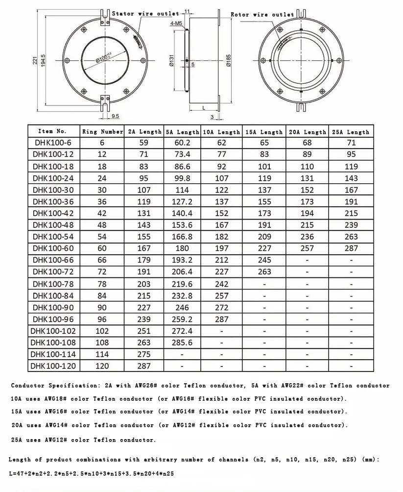 100mm through-hole large inner bore slip ring, view 4