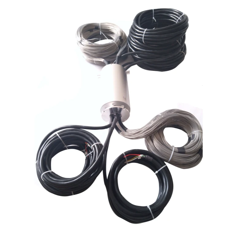 DHS120-74-1Q Ingiant 120mm gas-electric hybrid slip ring 1 channel pneumatic rotary joint + 74 electrical channels, view 3