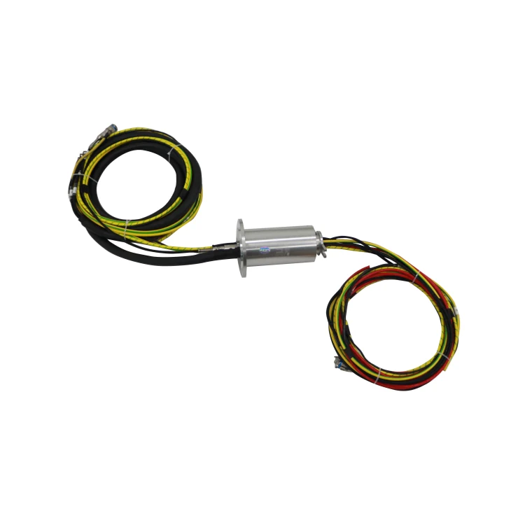 DHS090-9-4F hybrid slip rings 4 channels fiber optical rotary joint combine with 9 channels slip ring — rf rotary joints and coax slip rings manufactured by INGIANT