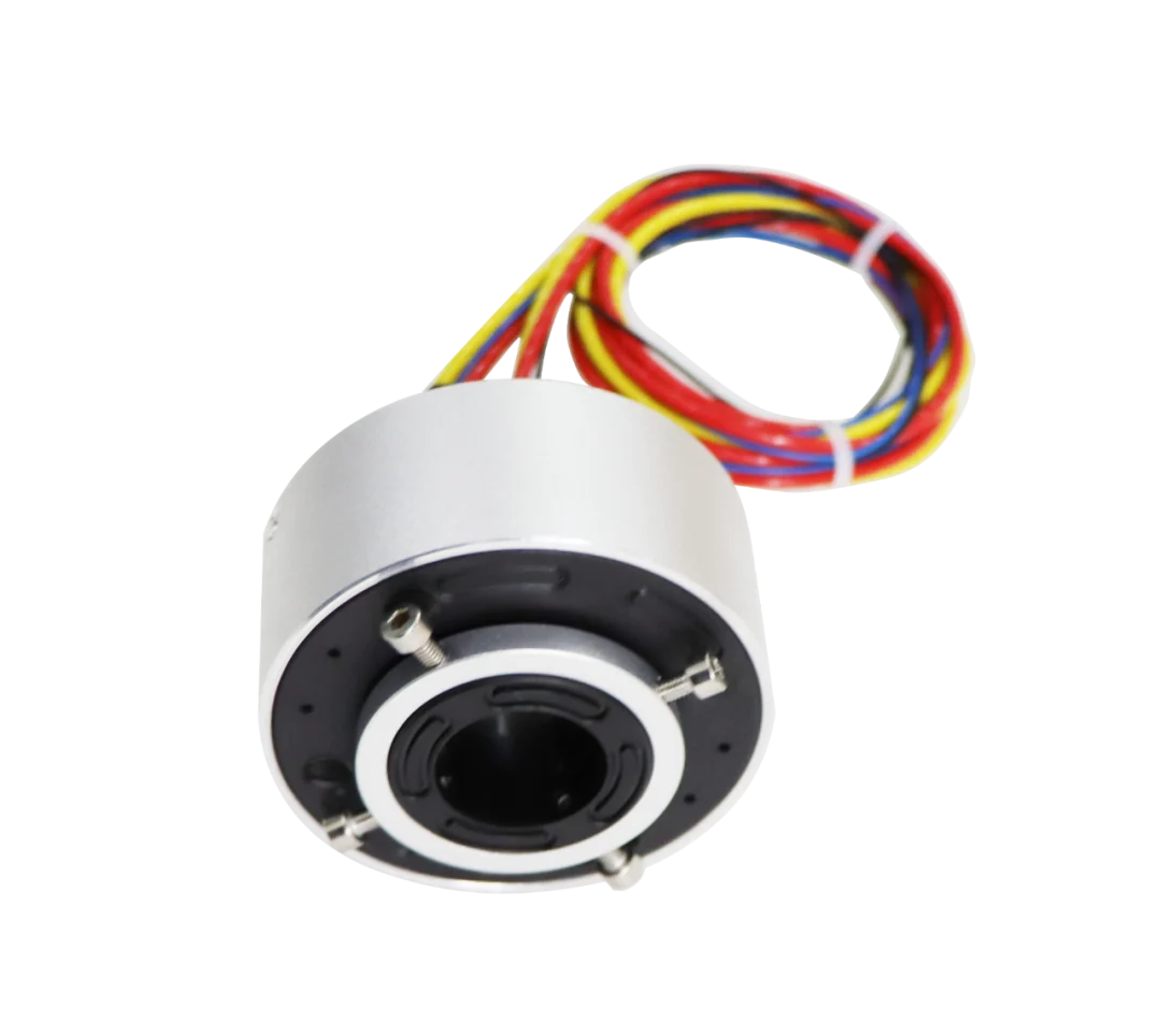 4-Wire high reliability hollow shaft slip rings for wrapping machine — through bore slip rings manufactured by INGIANT
