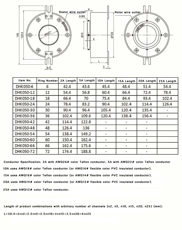 Durable 50mm inner diameter through hole slip ring, view 4