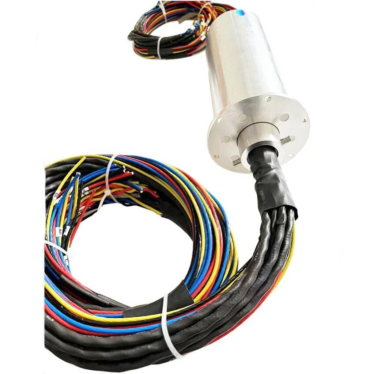 DHS099-53-20A solid shaft conductive capsulated slip ring 50 circuits 20A, view 3