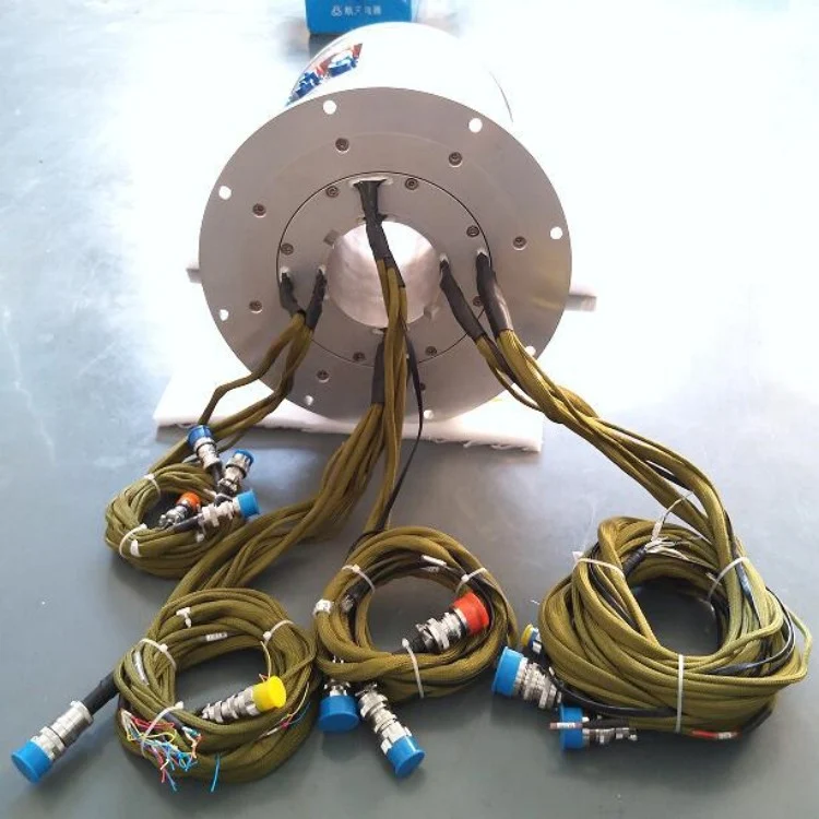 DHK140-146 customized through hole slip ring with aviation plug at stator end — customized slip rings manufactured by INGIANT