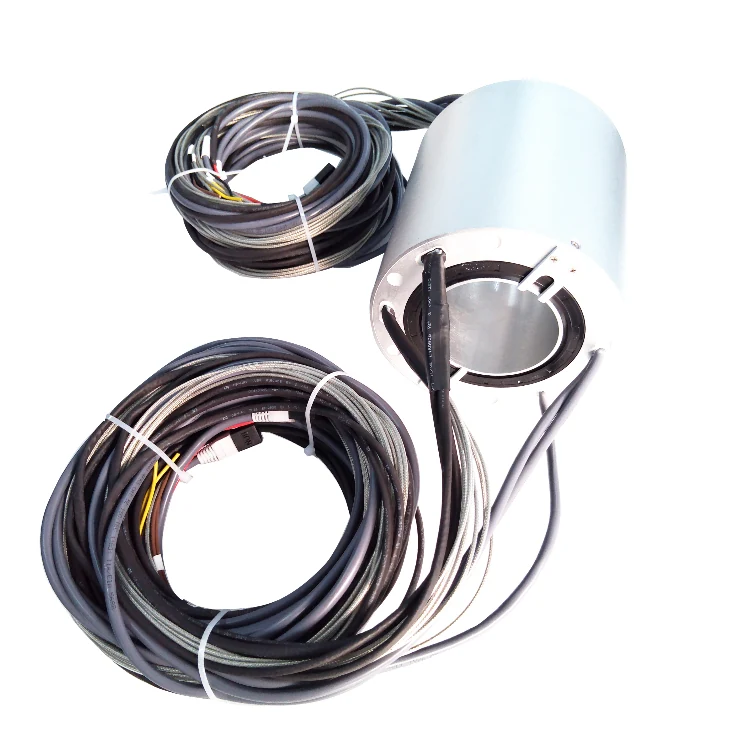 DHK080F-27 Ingiant waterproof slip ring hole diameter 80mm with 2 channels ethernet signal and 9 channels power, view 3