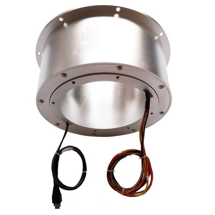 DHK145-21 large diameter low temp application through bore slip ring 21channels with gigabit network — hybrid slip rings manufactured by INGIANT