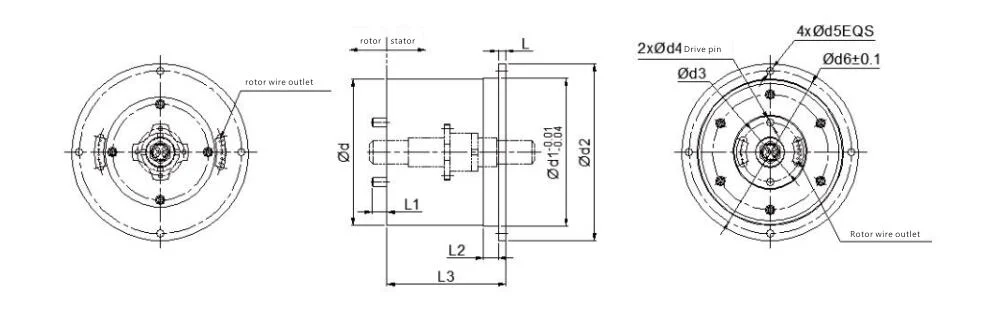 DHS036-88-1F miniature hybrid slip rings for electrical and fiber transmission 88 channels, view 2