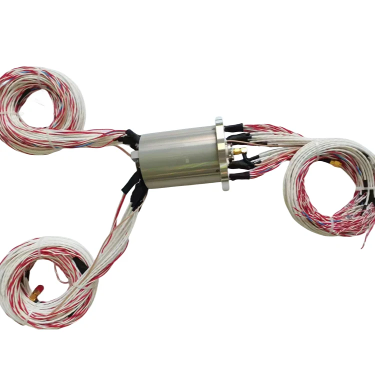 DHS070-95-1S hybrid slip ring combined 95 electrical channels and one RF slip ring — rf rotary joints and coax slip rings manufactured by INGIANT