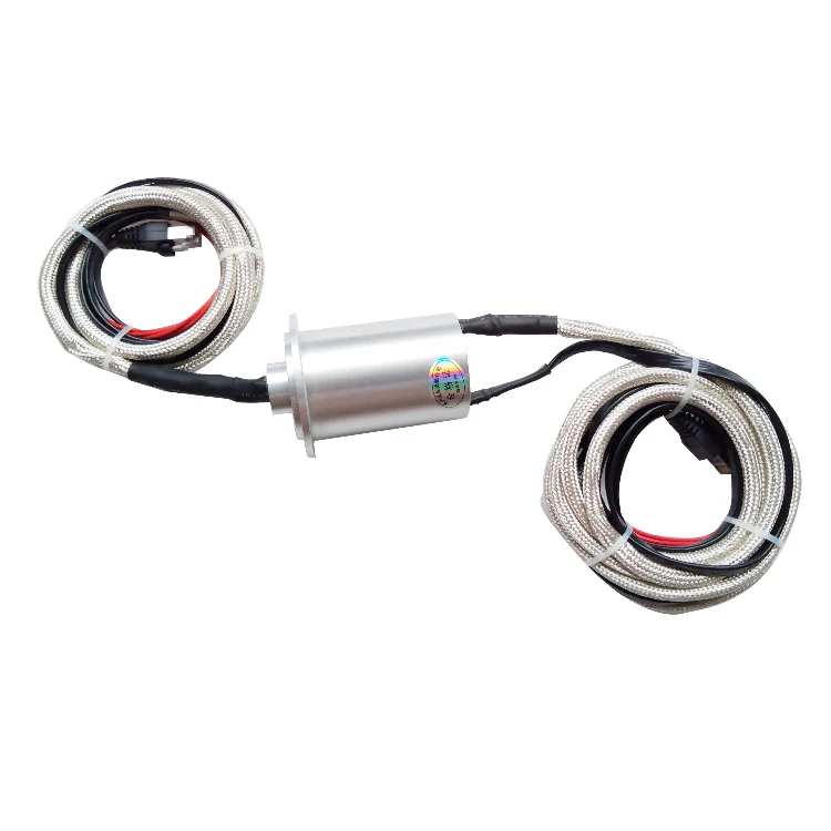DHS048-13 Gigabit Ethernet slip ring out diameter 48mm with 1 channel Gigabit Ethernet signal and 4 channels power, view 2