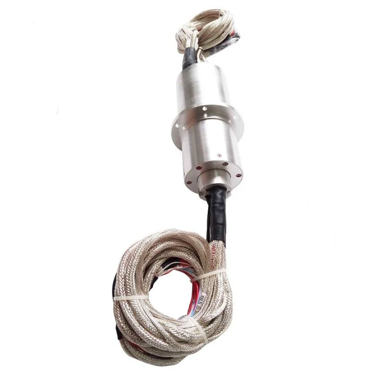DHS073-76-2F solid shaft capsulated slip rings 76 channels with 2 fiber optic, view 3