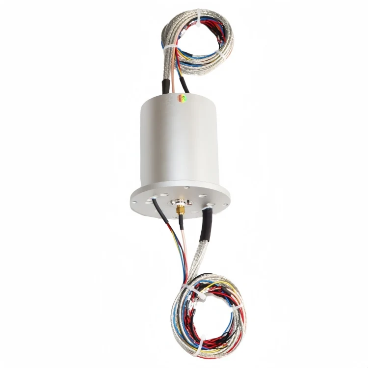 DHS078-19-1S RF rotary joint 1-channel radio frequency rotating joint + electric combination slip ring — rf rotary joints and coax slip rings manufactured by INGIANT
