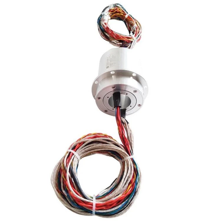DHS081-34 capsule slip rings diameter 81mm 34 circuits with flange installation — capsulated slip rings manufactured by INGIANT