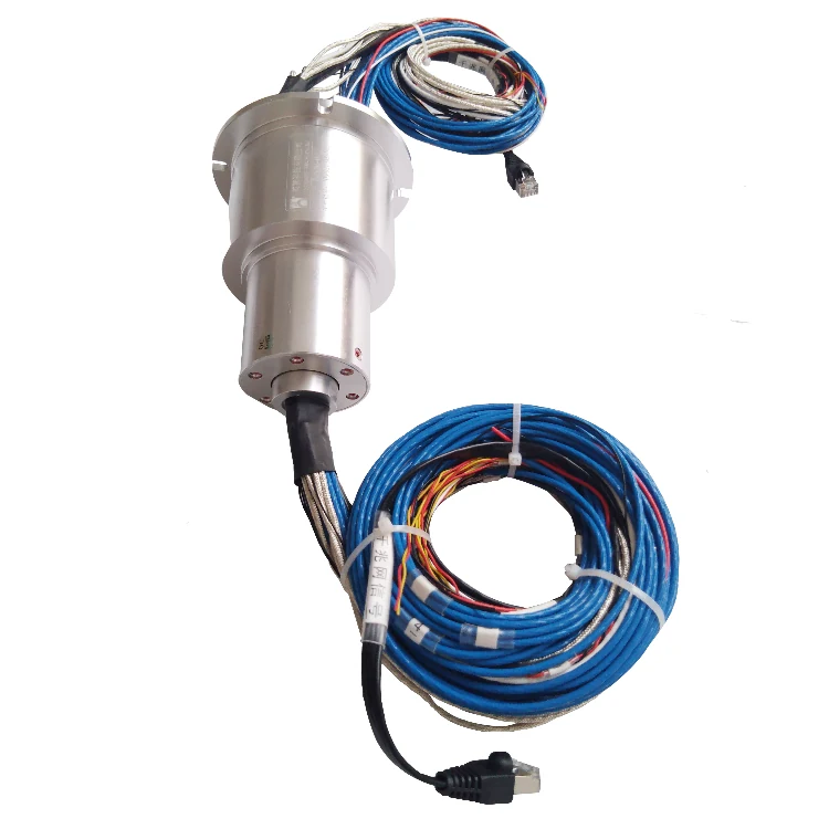 DHS086-41 Ingiant Ethernet slip ring out diameter 86mm with 1 channel Gigabit Ethernet signal and 32channels power rings — ethernet slip rings manufactured by INGIANT