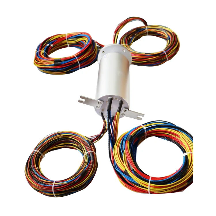DHS120-17-002 Solid shaft capsulated slip ring diameter 120mm 17 channels with flange — capsulated slip rings manufactured by INGIANT