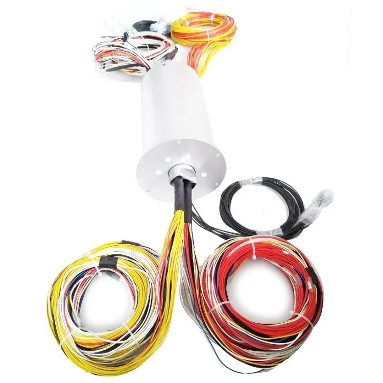 DHS140-42-8F solid shaft hybrid slip ring 42 channels and fiber optic slip ring 8 channels, view 2