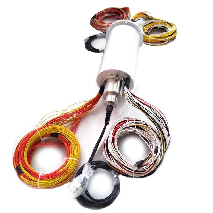 DHS140-42-8F solid shaft hybrid slip ring 42 channels and fiber optic slip ring 8 channels — hybrid slip rings manufactured by INGIANT