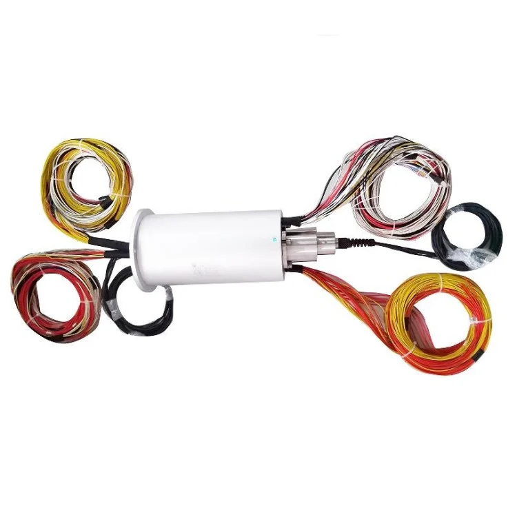 DHS140-42-8F solid shaft hybrid slip ring 42 channels and fiber optic slip ring 8 channels, view 3