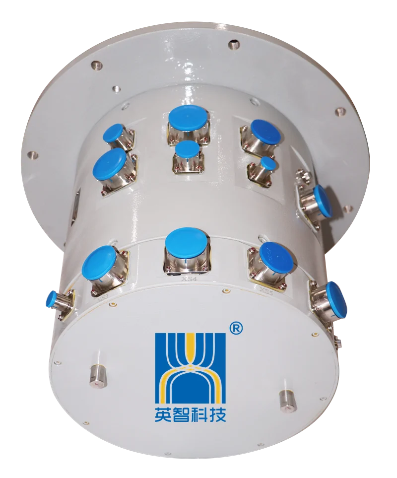 DHS300-90-1F hybrid slip ring diameter 300mm, 90 channels with 1 fiber optical , aviation plug interface — hybrid slip rings manufactured by INGIANT