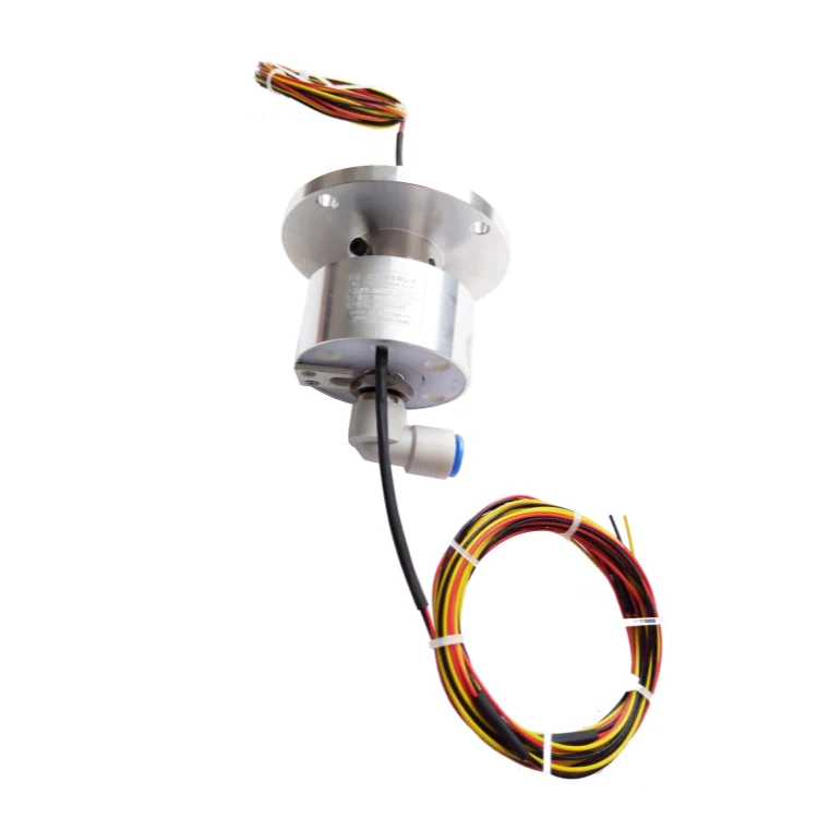 DHS054-3-2A-1Q Ingiant gas-electric hybrid slip ring solid 54mm with 3channels 2A and 1channel pneumatic rotary joint, view 2